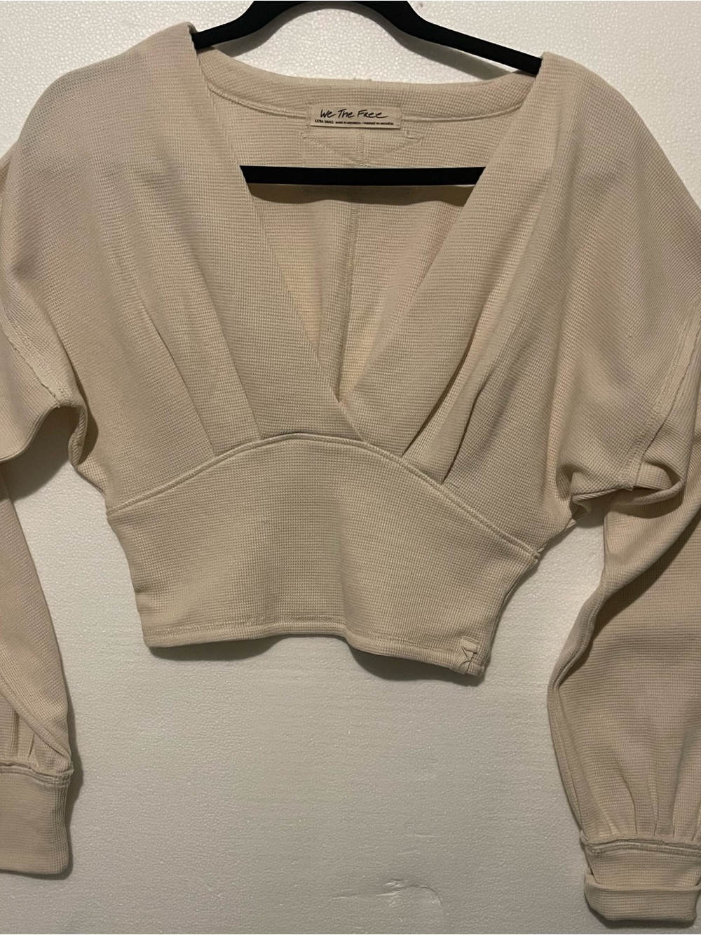 We The Free Cropped V-Neck Pullover in Cream